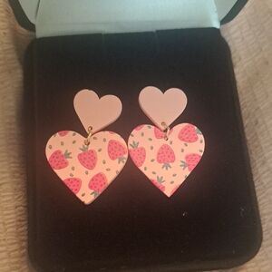 Heart-Shaped Strawberry Earrings